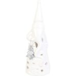 Ceramiczny Lampion Mikołaj z Choinką Biały 24x8cm