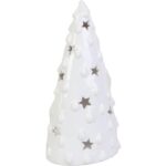 Lampion ceramiczny na tealight  choinka biała