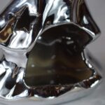 Srebrny Lampion Ceramiczny w Kształcie Choinki na Świecę Tealight - obrazek 3