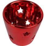 Lampion ceramiczny na świeczkę tealight smukły w kolorze czerwonym - obrazek 2