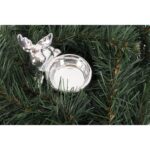 Srebrny Ceramiczny Świecznik na Świeczkę Tealight z Reniferem o Wymiary 7.5x8.5 cm - obrazek 2