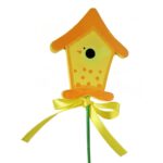 Żółty Drewniany Karmnik dla Ptaków o Wysokości 28 cm - obrazek 2
