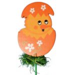 KURCZAK DREWNIANY NA PIKU WIELKANOC POMARAŃCZOWY - obrazek 2