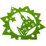 Zielony Filcowy Kościół na Świąteczną Dekorację Okna i Ochronę Stołu - obrazek 2