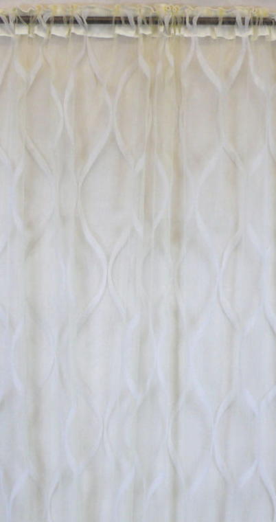 Firana Welurowa z Koralikowym Akcentem w Kolorze Jasnego Kremu