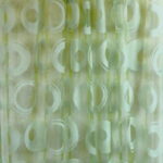 Firana Seledynowa z Aksamitnym Nadrukiem i Koralikowym Wykończeniem