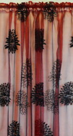 Firana bordowa w czarne kwiaty [FIR/CZER]