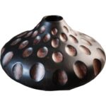 Afrykańska Lampa Stojąca z Abażurem Lnianym w Stylu Rzeźbionego Drewna - obrazek 3