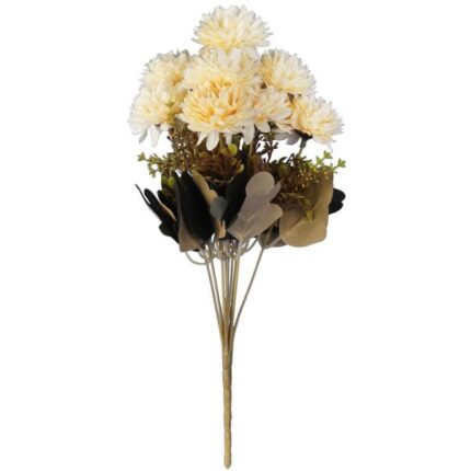 BUKIET 9 CHRYZANTEM 38 CM KOLOR KREMOWY