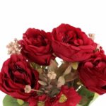 BUKIET 7 KWIATOW Z ROŻAMI I DODATKAMI KOLOR CZERWONY - obrazek 2