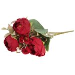 BUKIET 7 GAŁĄZEK Z PIWONIAMI I MARGARETKAMI 30 CM KOLOR CZERWONY - obrazek 2