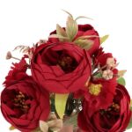 BUKIET 7 GAŁĄZEK Z PIWONIAMI I MARGARETKAMI 30 CM KOLOR CZERWONY - obrazek 3