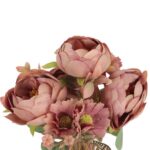 BUKIET 7 GAŁĄZEK Z PIWONIAMI I MARGARETKAMI 30 CM KOLOR ŁOSOSIOWY - obrazek 2