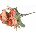 BUKIET 7 GAŁĄZEK Z PIWONIAMI I MARGARETKAMI 30 CM KOLOR POMARAŃCZOWY - obrazek 3