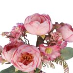 BUKIET 7 GAŁĄZEK Z PIWONIAMI I MARGARETKAMI 30 CM KOLOR RÓŻOWY - obrazek 2