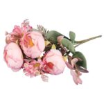 BUKIET 7 GAŁĄZEK Z PIWONIAMI I MARGARETKAMI 30 CM KOLOR RÓŻOWY - obrazek 3