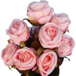 BUKIET 9 RÓŻ Z DODATKAMI 40 CM KOLOR JASNY RÓŻ - obrazek 2