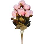 BUKIET 9 RÓŻ Z DODATKAMI 40 CM KOLOR JASNY RÓŻ