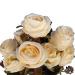 BUKIET 9 RÓŻ Z DODATKAMI 40 CM KOLOR KREMOWY - obrazek 2