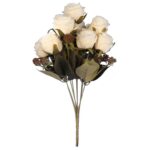 BUKIET 9 RÓŻ Z DODATKAMI 40 CM KOLOR KREMOWY