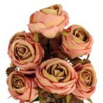 BUKIET 9 RÓŻ Z DODATKAMI 40 CM KOLOR ŁOSOSIOWY - obrazek 2