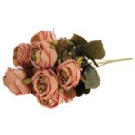 BUKIET 9 RÓŻ Z DODATKAMI 40 CM KOLOR ŁOSOSIOWY - obrazek 3