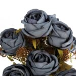 BUKIET 9 RÓŻ Z DODATKAMI 40 CM KOLOR NIEBIESKI - obrazek 2