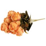 BUKIET 9 RÓŻ Z DODATKAMI 40 CM KOLOR POMARAŃCZOWY - obrazek 3