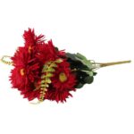 BUKIET 9 ASTRÓW Z PAPROTKAMI 42 CM KOLOR CZERWONY - obrazek 3