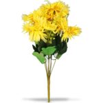 BUKIET 9 ASTRÓW Z PAPROTKAMI 42 CM KOLOR ŻÓŁTY