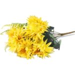 BUKIET 9 ASTRÓW Z PAPROTKAMI 42 CM KOLOR ŻÓŁTY - obrazek 3