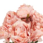 BUKIET 7 ROZWINIĘTYCH RÓŻ Z DODATKAMI 45 CM KOLOR JASNO ŁOSOSIOWY - obrazek 2