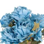 BUKIET 7 ROZWINIĘTYCH RÓŻ Z DODATKAMI 45 CM KOLOR NIEBIESKI - obrazek 2