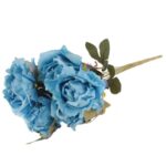 BUKIET 7 ROZWINIĘTYCH RÓŻ Z DODATKAMI 45 CM KOLOR NIEBIESKI - obrazek 3