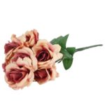 BUKIET 7 ROZWINIĘTYCH RÓŻ 42 CM KOLOR ŁOSOSIOWY - obrazek 3