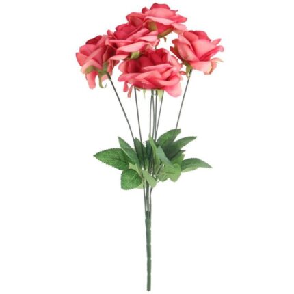 BUKIET 7 ROZWINIĘTYCH RÓŻ 42 CM KOLOR RÓŻOWY