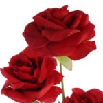 GAŁĄZKA 3  ROZWINIĘTYCH RÓŻ 68 cm KOLOR CZERWONY - obrazek 2