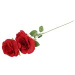 GAŁĄZKA 3  ROZWINIĘTYCH RÓŻ 68 cm KOLOR CZERWONY - obrazek 3