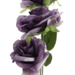 GAŁĄZKA 3 ROZWINIĘTYCH RÓŻ 68 cm KOLOR FIOLETOWY - obrazek 2