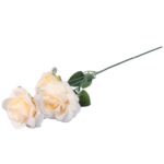 GAŁĄZKA 3 ROZWINIĘTYCH RÓŻ 68 cm KOLOR KREMOWY - obrazek 3