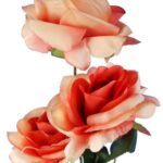 GAŁĄZKA 3 ROZWINIĘTYCH RÓŻ 68 cm KOLOR POMARAŃCZOWY - obrazek 2