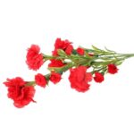 Goździki Sztuczne na Gałązce, 15 Szczegółowych Kwiatów, Kolor Czerwony, Wysokość 86 cm - obrazek 3