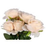 Sztuczny Bukiet 7 Kremowych Róż Wysokość 50cm - Dekoracja Wyglądająca jak Żywe Kwiaty - obrazek 2