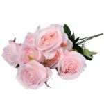 Bukiet Sztucznych Róż Wysokiej Jakości, 7 Sztuk, Kolor Różowy, 50cm - obrazek 3