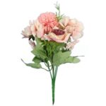 Bukiet 6 kwiatów mix z czosnkiem 32cm łososiowy