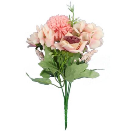 Bukiet 6 kwiatów mix z czosnkiem 32cm łososiowy