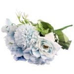 Bukiet 7 mieszanych kwiatów sztucznych z czosnkiem 32cm w kolorze niebieskim - obrazek 3