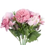 Bukiet 6 kwiatów mix z czosnkiem 32cm różowy - obrazek 2