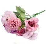 Bukiet 6 kwiatów mix z czosnkiem 32cm różowy - obrazek 3