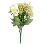 Bukiet Sztucznych Kwiatów z Czosnkiem - Mix 7 Gatunków, 32cm, Kolor Zielony